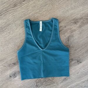 Garage Teal Ribbed Tank Top
